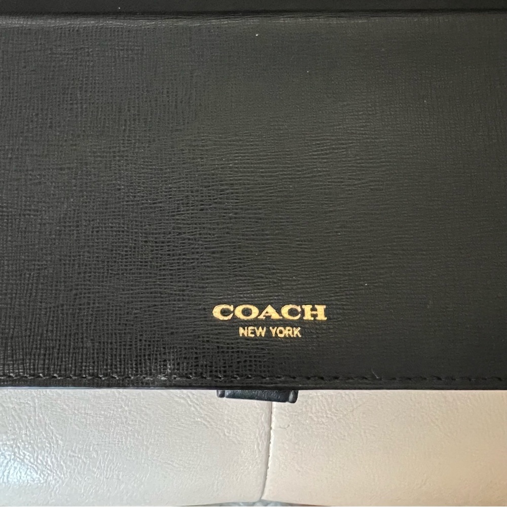 Coach Saffiano Leather Tri-Fold Checkbook Wallet - Picture 10 of 13